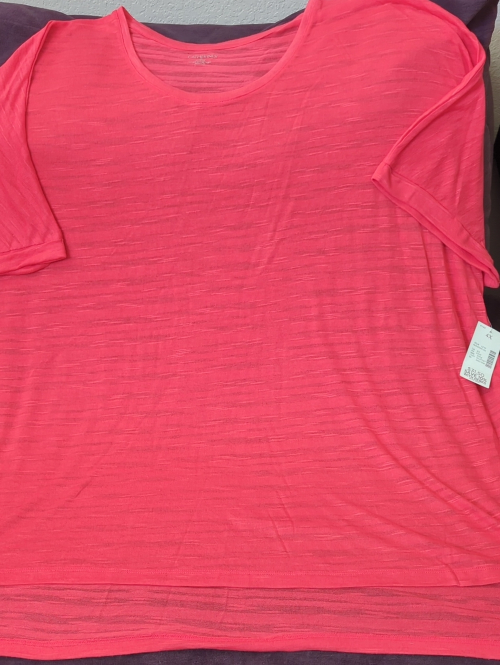 Catherines Coral Pink Scoop Neck Short Sleeve Top